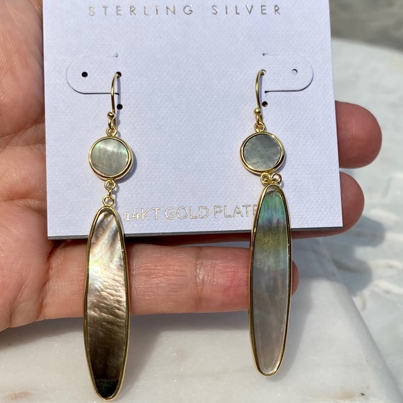 Sterling Silver Grey Mother of Pearl MOP Earrings Mermaid-Core Mermaidcore - Picture 5 of 16